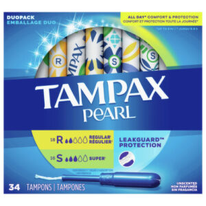 Tampax Tampons provide reliable and comfortable protection for your menstrual needs. With their unique LeakGuard Braid and FormFit design, Tampax tampons adapt to your body for a secure fit and superior leak protection. The smooth applicator and compact size make them easy to use, ensuring you feel confident and protected throughout the day.